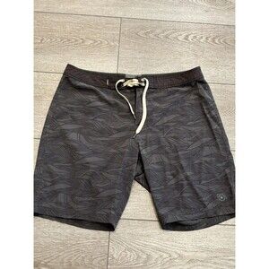 Linksoul Hybrid Shorts Mens 34 Gray Black Palm Swim Trunks Golf Preppy